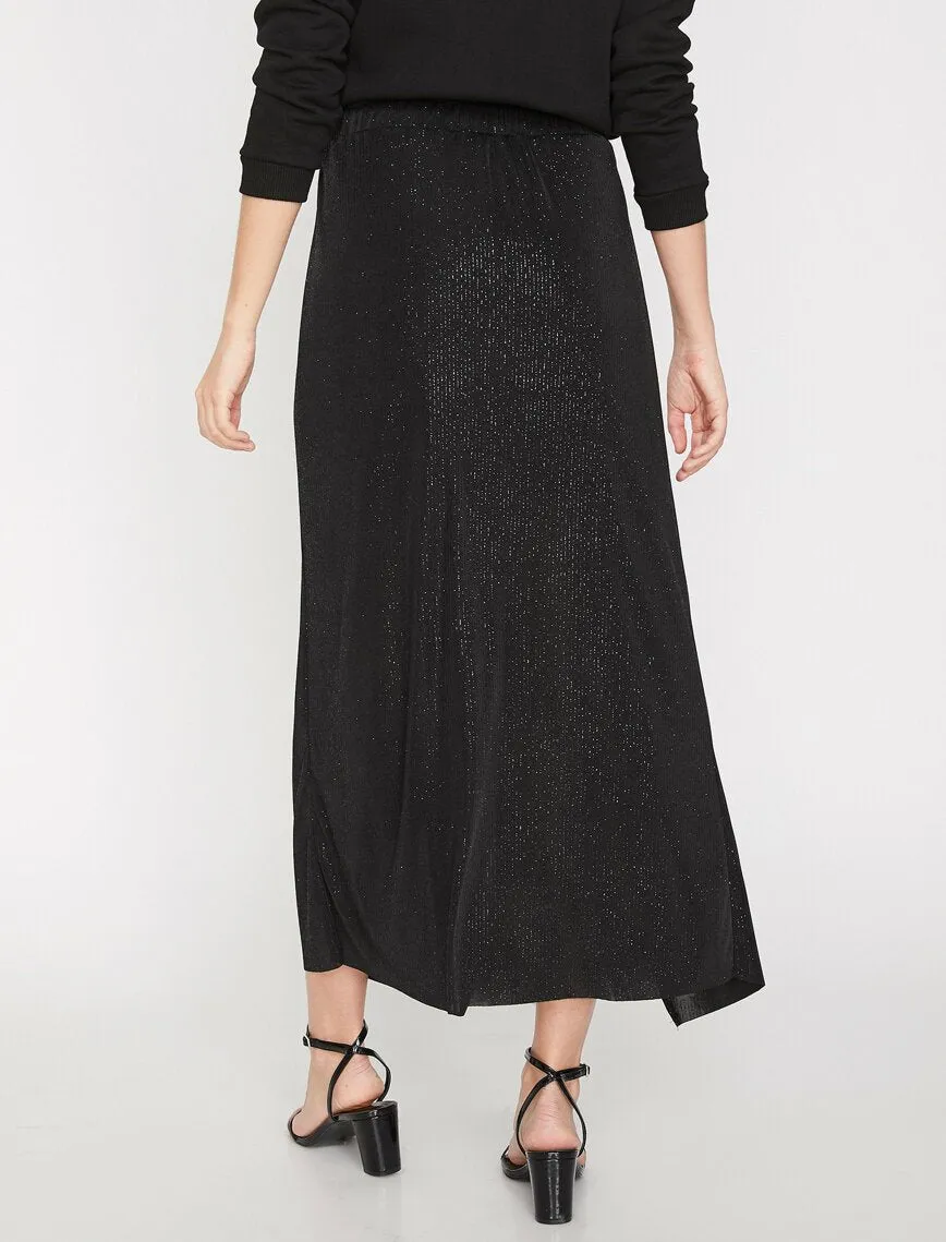 11901 Black Slit Detailed Maxi Skirt