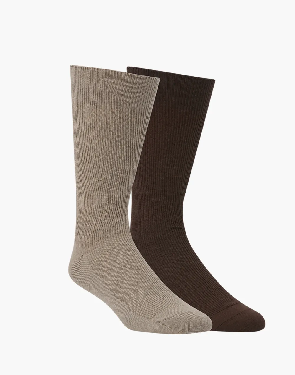 2PK RIBBED EVERYDAY CREW - BROWN/STONE