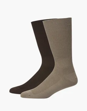 2PK RIBBED EVERYDAY CREW - BROWN/STONE