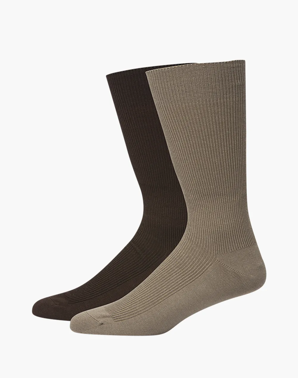 2PK RIBBED EVERYDAY CREW - BROWN/STONE