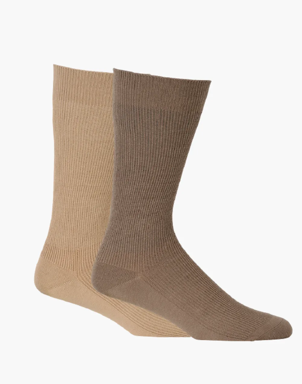 2PK RIBBED EVERYDAY CREW - TAUPE/BEIGE