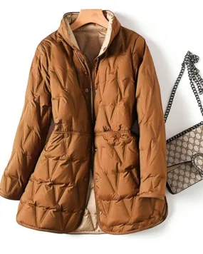 Adele | Cozy Chic Quilted Long Winter Coat with Stand Collar