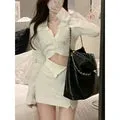 Aiertu BACK TO SCHOOL OUTFIT Knitted 2 Piece Dress Set Dress Women Autumn Casual Long Sleeve Korean Style Sweater Suit Office Lady Elegant Y2k Chic Sets