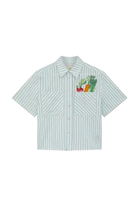 Embroidered Short Sleeve Cropped Shirt
