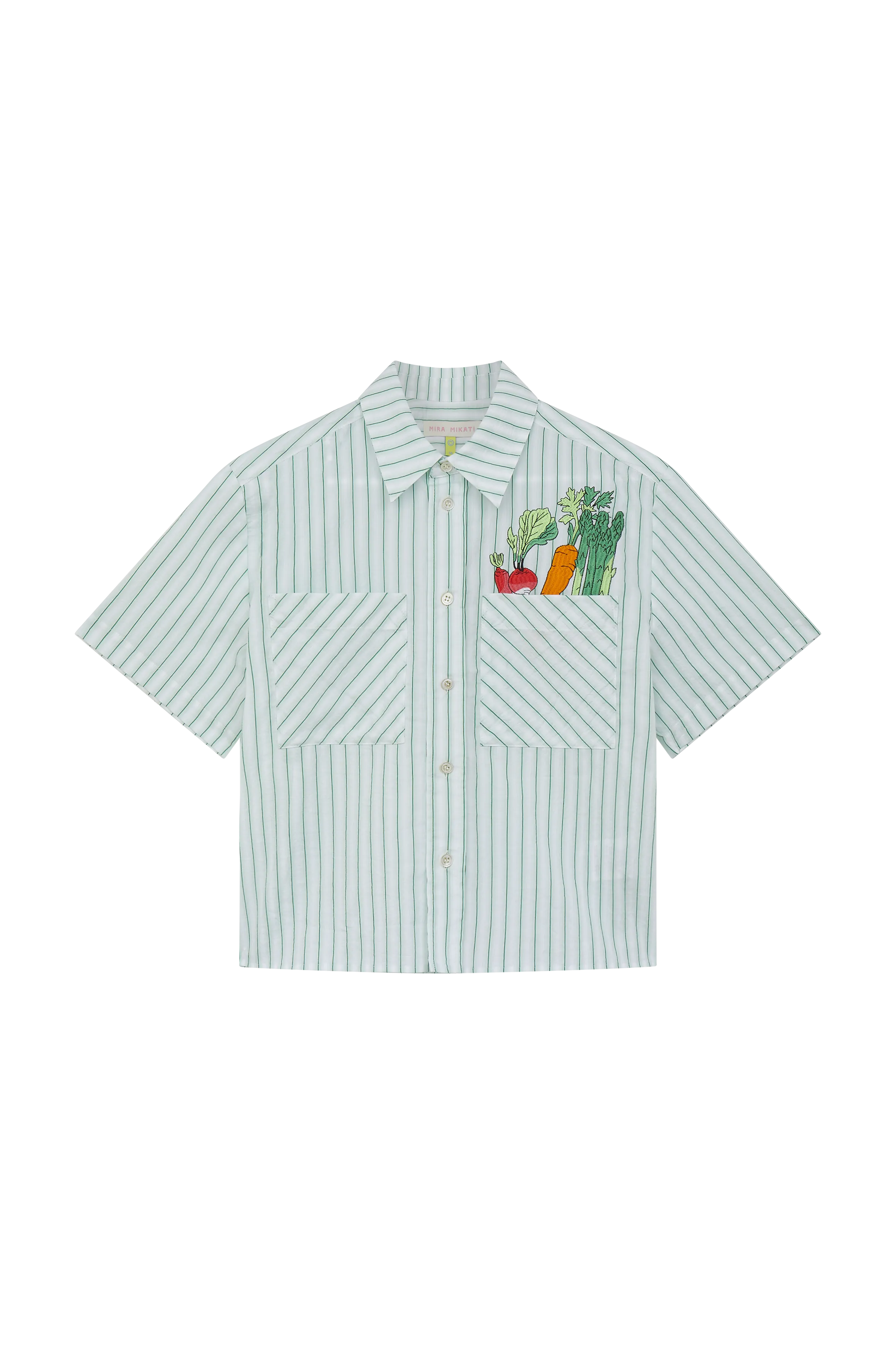 Embroidered Short Sleeve Cropped Shirt