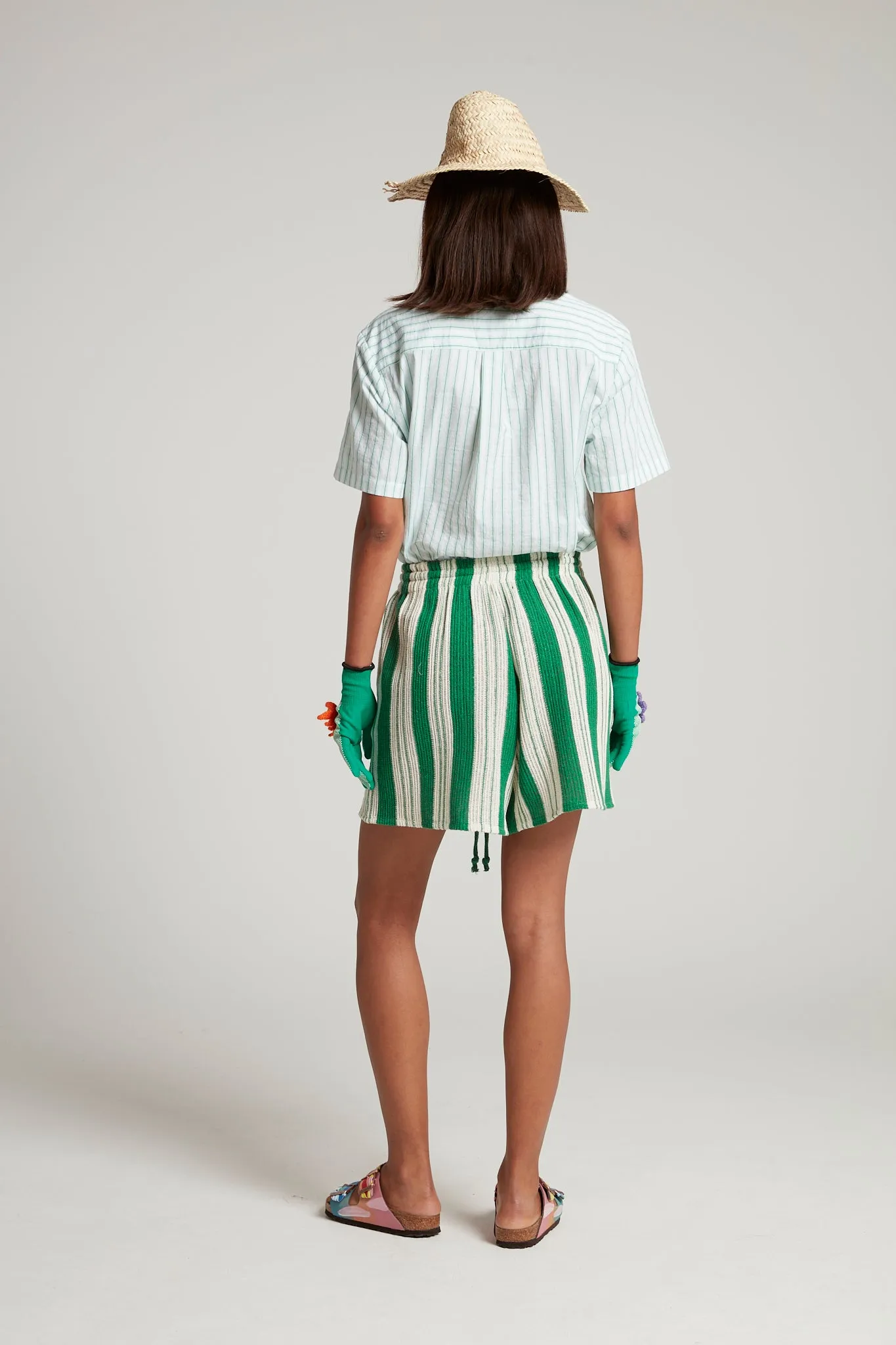 Embroidered Short Sleeve Cropped Shirt