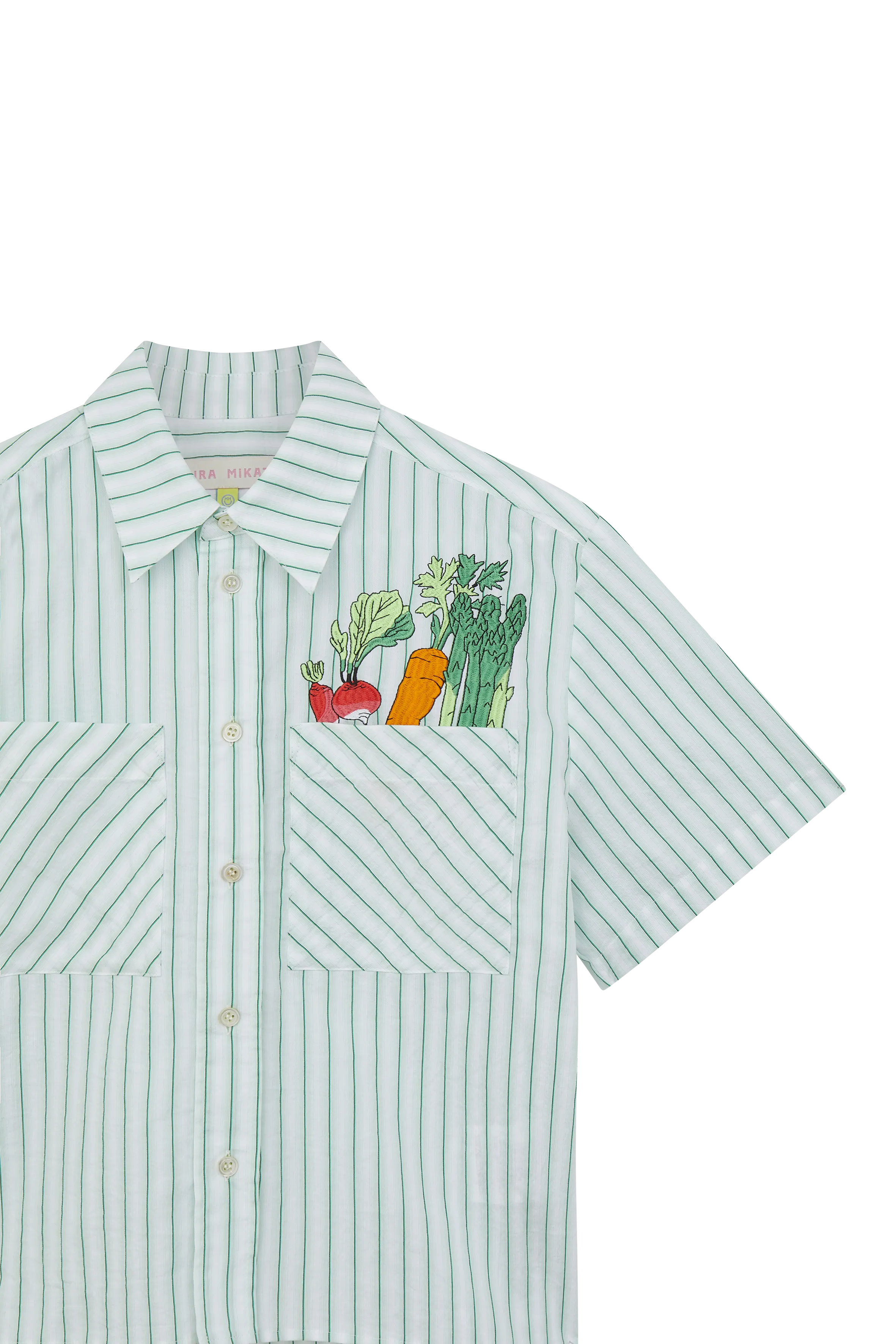 Embroidered Short Sleeve Cropped Shirt