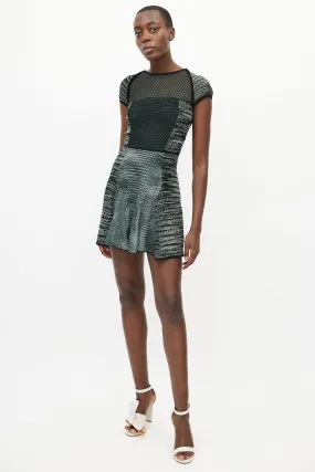 Green & White Mesh Knit Dress