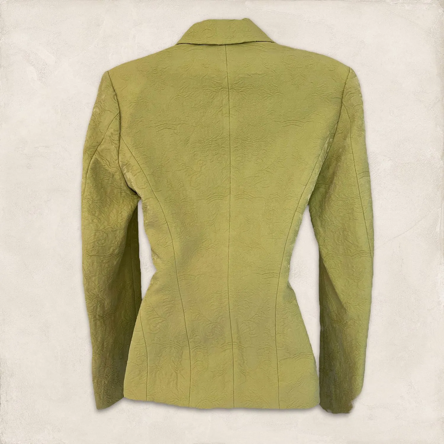 Karen Millen Lime Green Wool Mix Textured Shimmer Jacket UK 8 US 4 EU 36