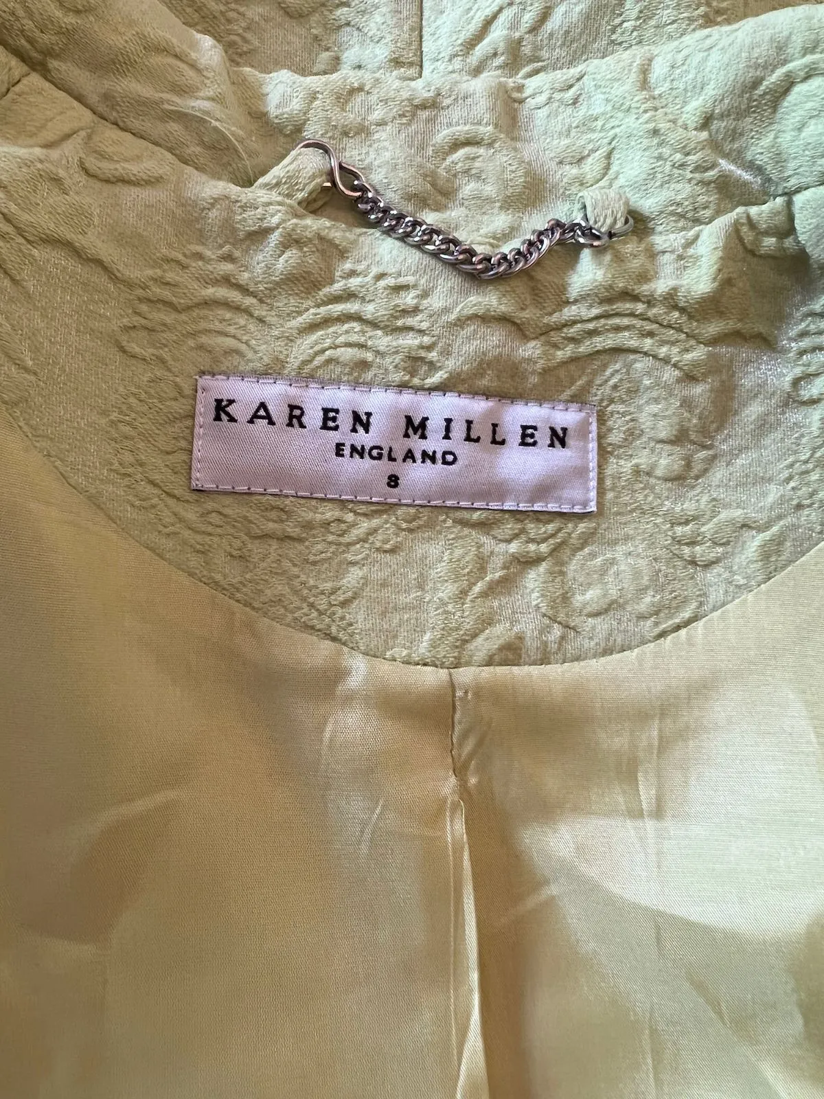 Karen Millen Lime Green Wool Mix Textured Shimmer Jacket UK 8 US 4 EU 36