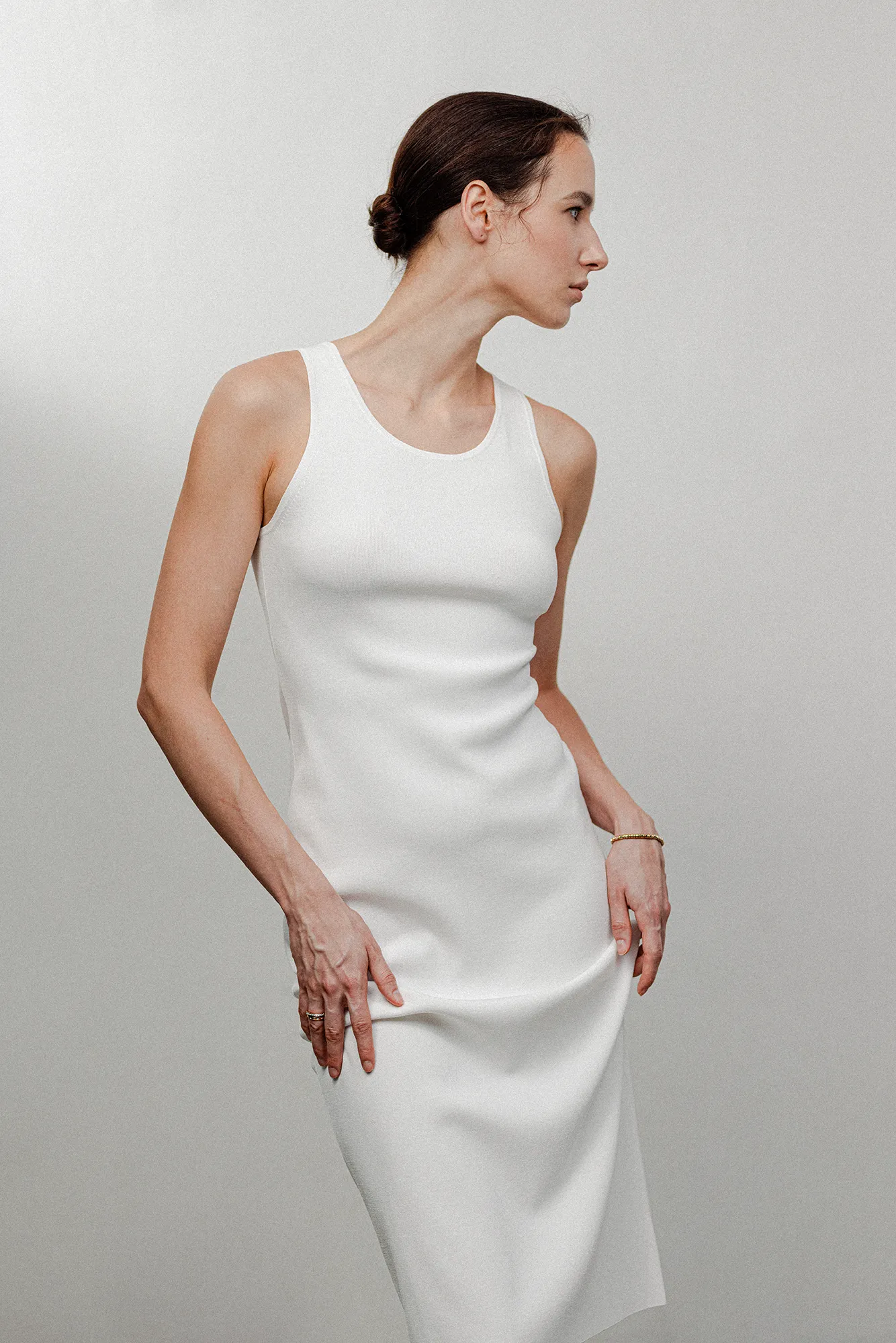 KEAN jersey knit dress (White)