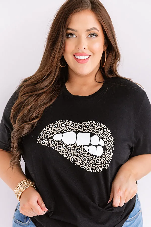 Leopard Lips Shift Tee In Black Curves