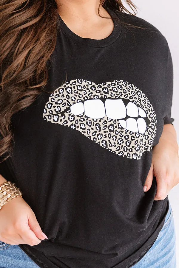 Leopard Lips Shift Tee In Black Curves