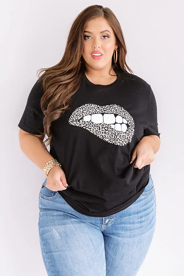 Leopard Lips Shift Tee In Black Curves