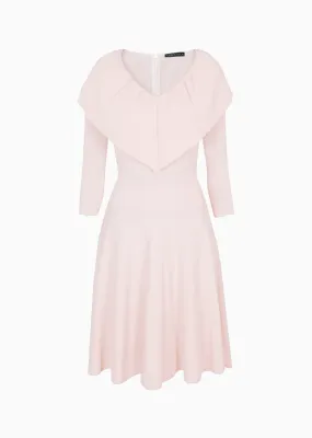 Loraina - Ruffled Milano Knit V-Neck Dress