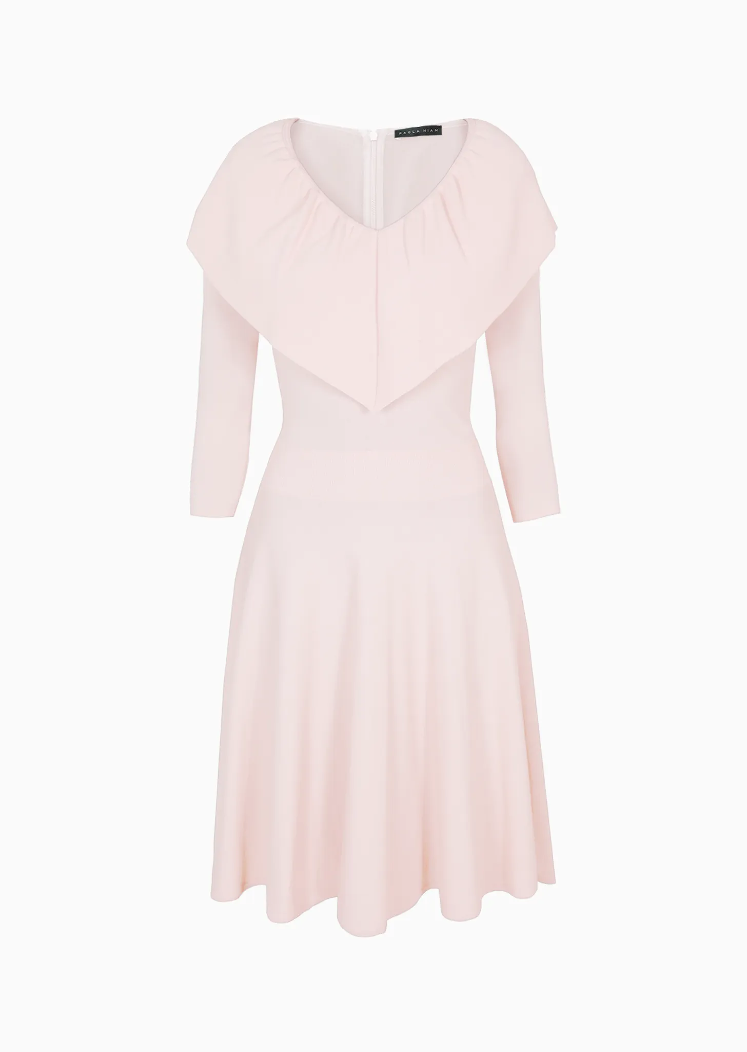 Loraina - Ruffled Milano Knit V-Neck Dress