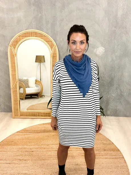 Lou Lou - Turner Dress Grey Marle & Black Stripe | LOU19NB065
