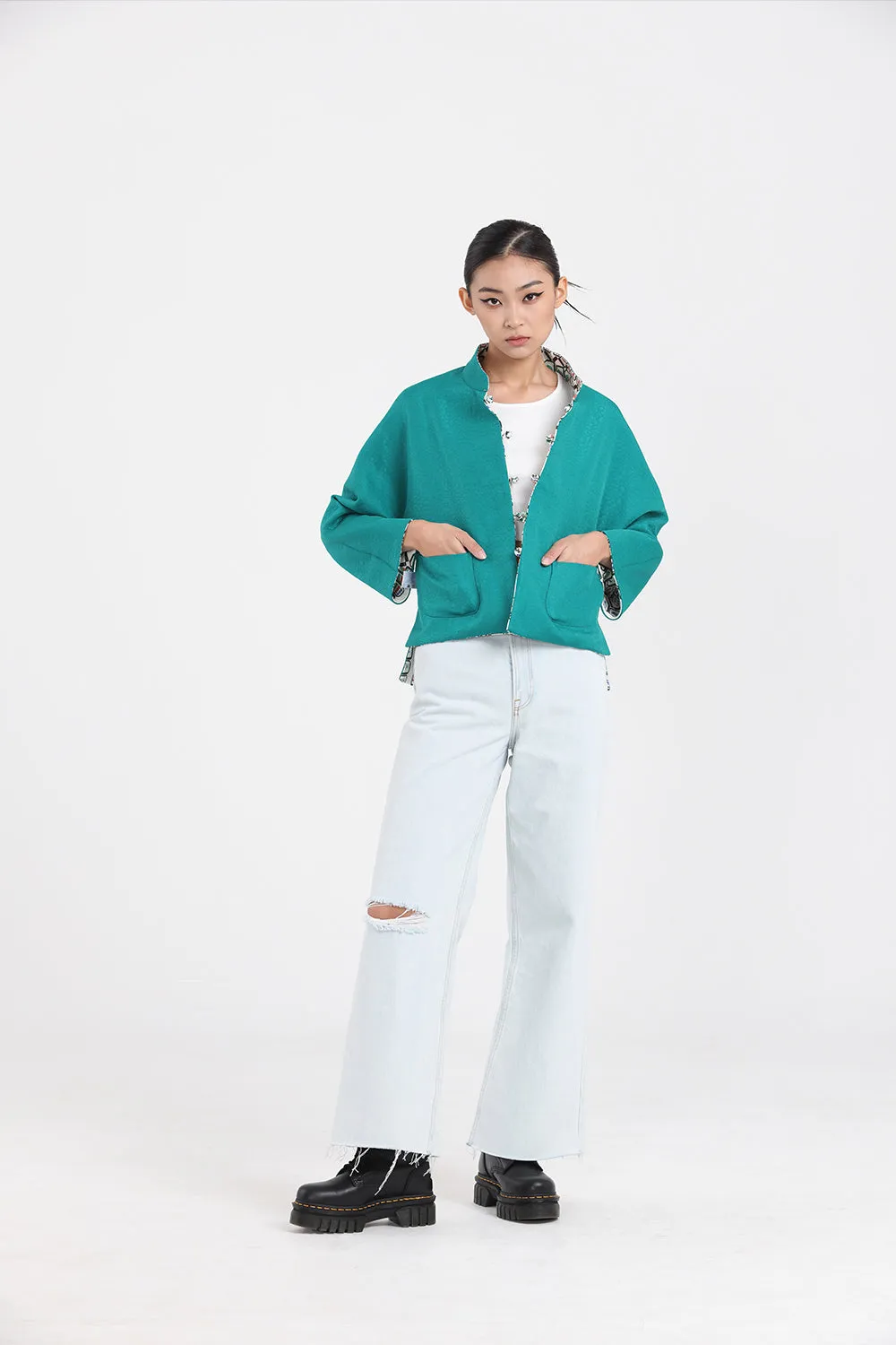 MAHJONG Reversible Oriental Jacket (Beige / Green)