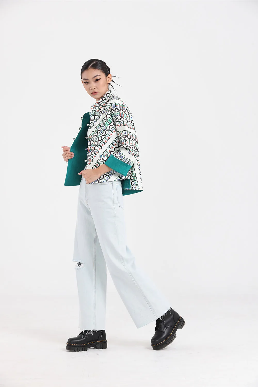 MAHJONG Reversible Oriental Jacket (Beige / Green)