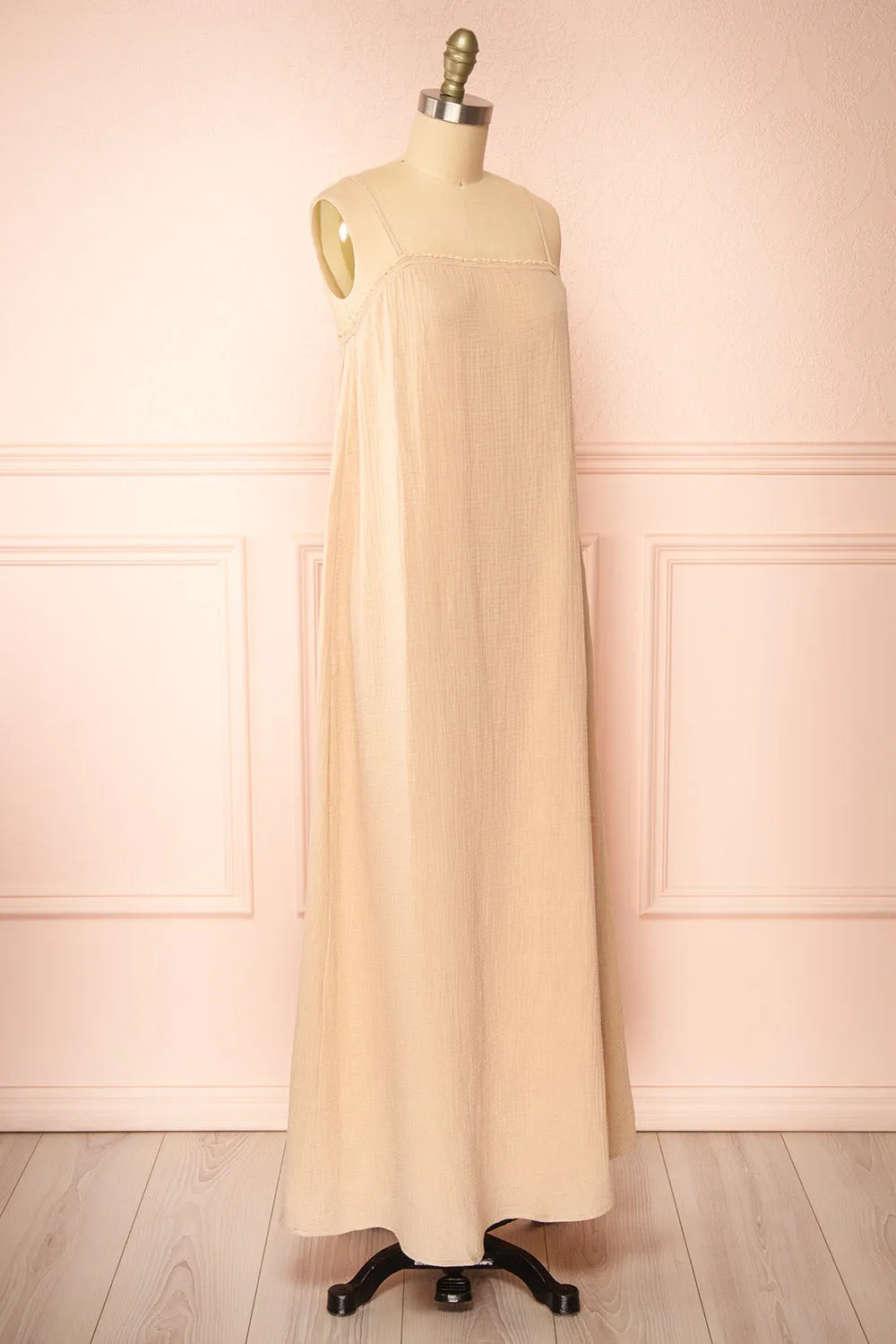 Marinet Beige | Long Loose-Fitted Dress