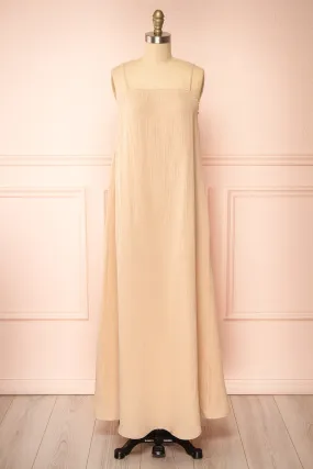 Marinet Beige | Long Loose-Fitted Dress