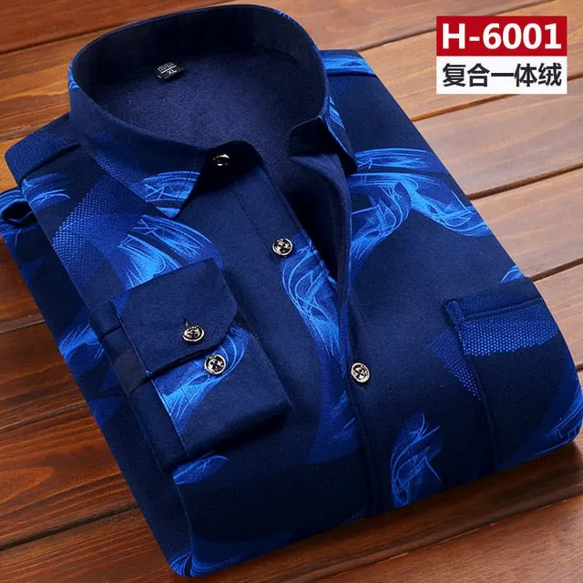 Men thermal shirt Winter Thick Flannel Warm Plaid Dress Shirts Long Sleeve Men's Work Shirts Casual Slim Fit thermo shirts 6XL