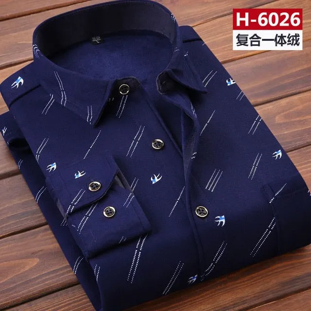 Men thermal shirt Winter Thick Flannel Warm Plaid Dress Shirts Long Sleeve Men's Work Shirts Casual Slim Fit thermo shirts 6XL