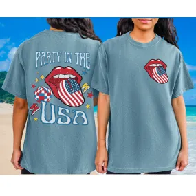 Party In The USA Comfort Colors® T-Shirt, Front and Back Retro 4th of July T-Shirt Dress, 1970's Vintage July Fourth Tee