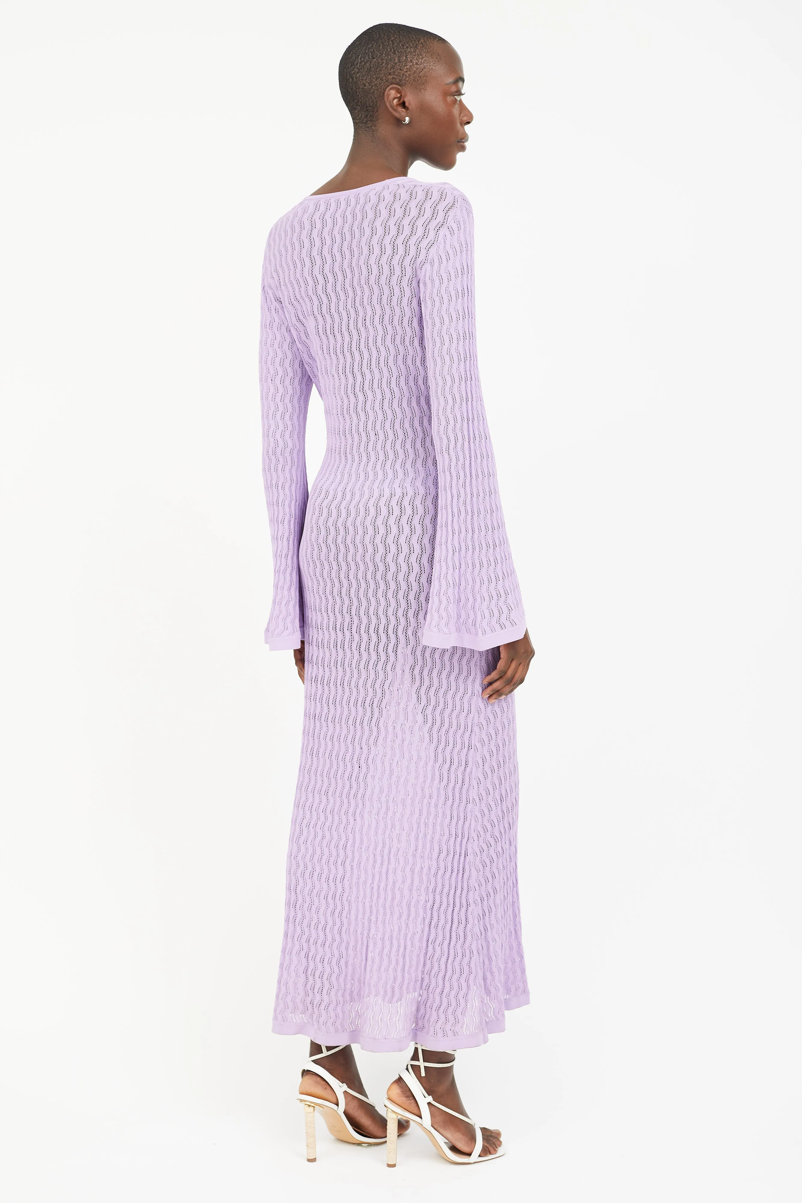 Purple Maya Sheer Knit Long Sleeve Dress