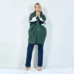 Quilted hooded jacket with abstract back wholesale