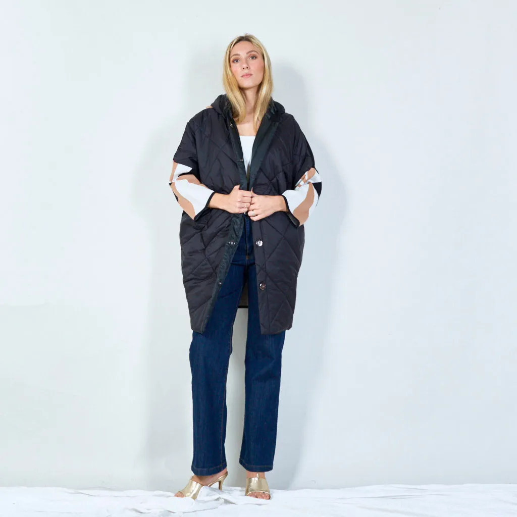 Quilted hooded jacket with abstract back wholesale