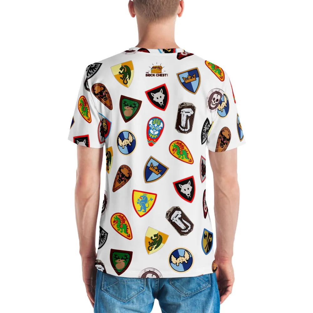 Shield Pattern All-Over Print Men's Crew Neck T-Shirt