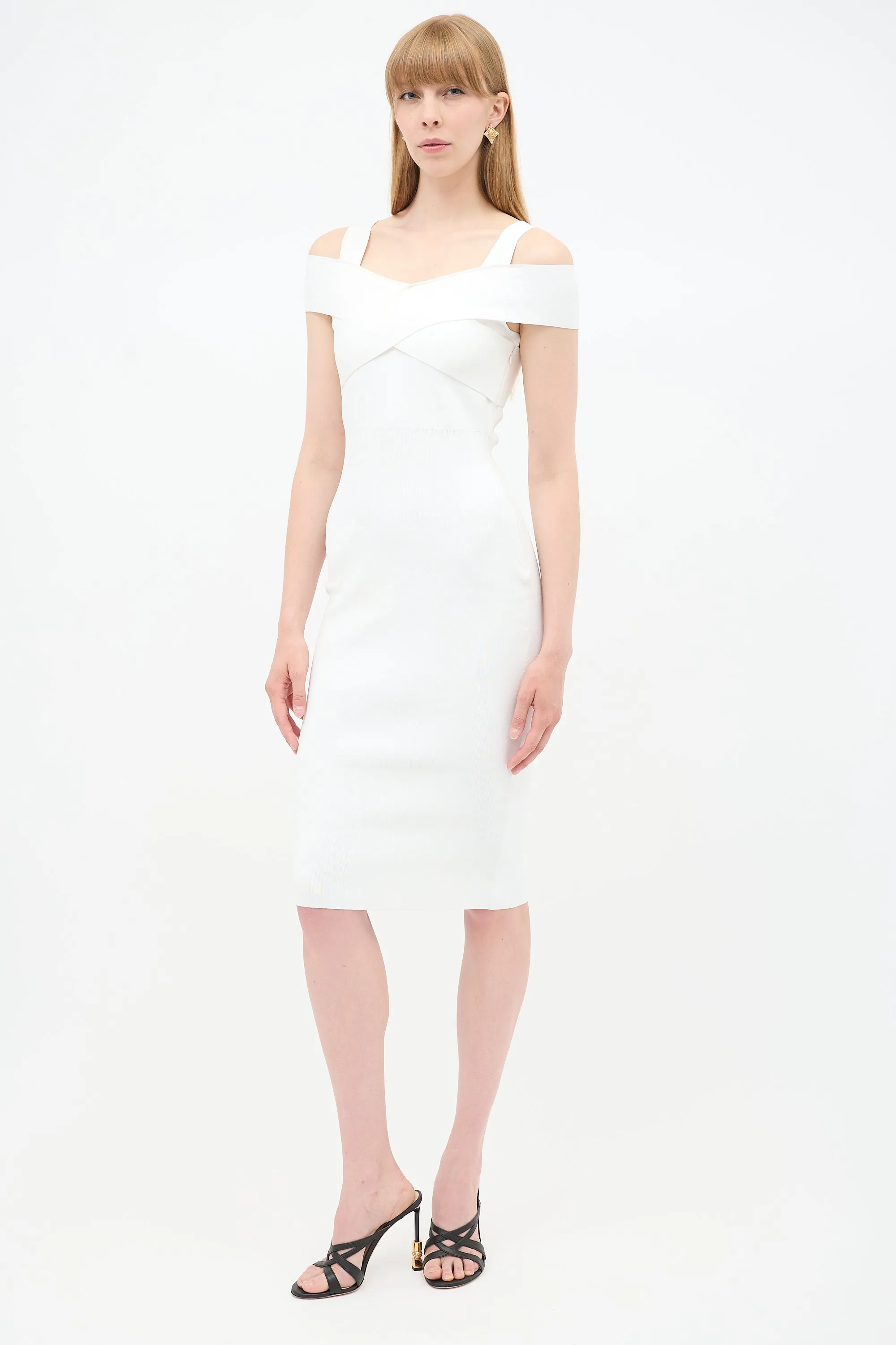 White Ribbed Knit Dress