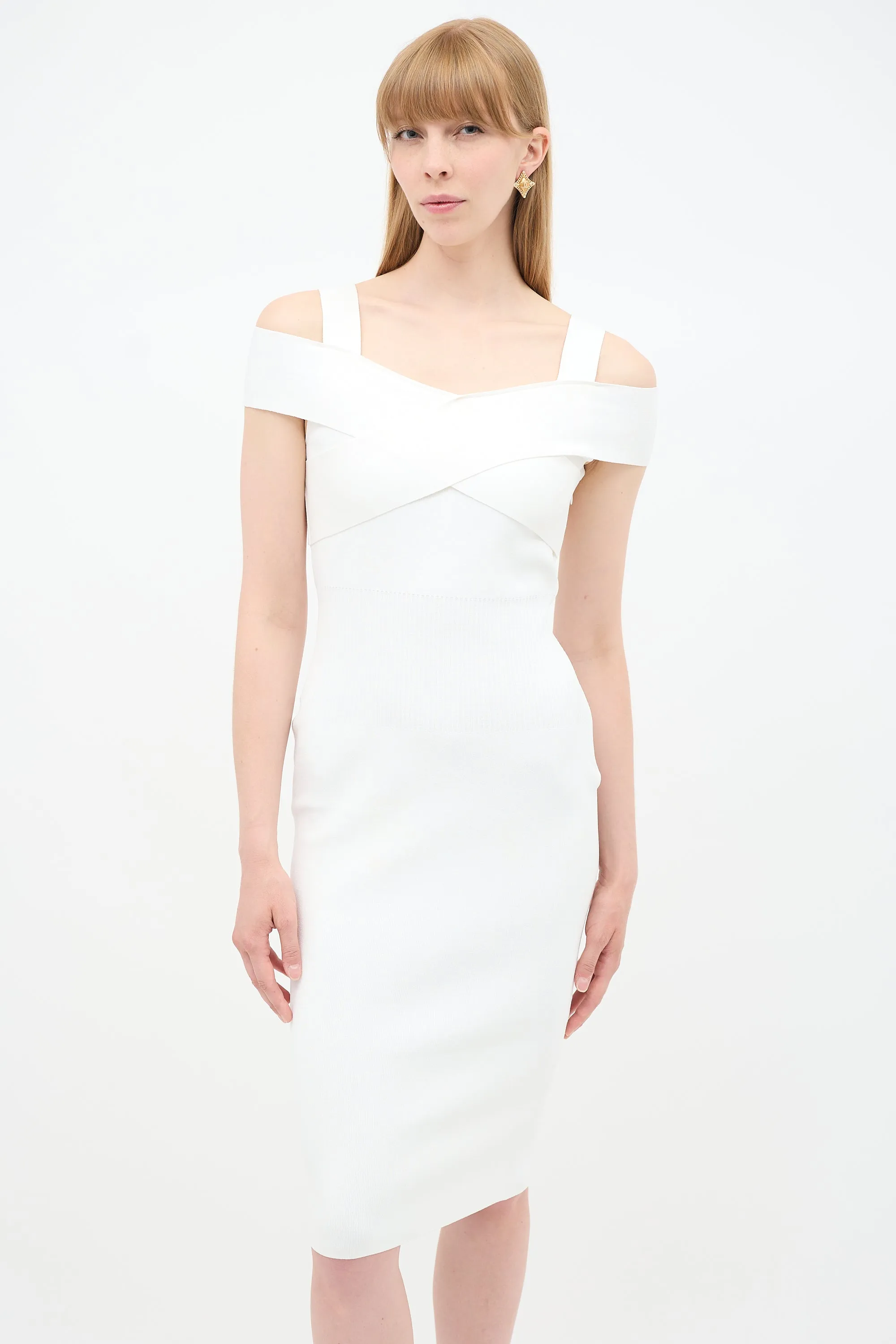 White Ribbed Knit Dress
